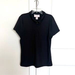 Tommy Bahama Black Short-Sleeve Zip Golf Polo Top